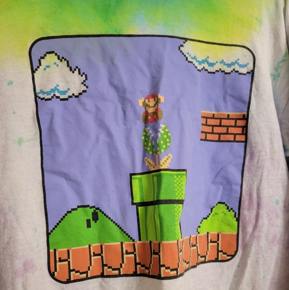 NES Nintendo Mario Bros Hand Tie-Dyed Shirt - Picture 2 of 11